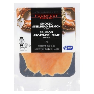 Foodfest Supreme Smoked Steelhead Salmon Sliced 70 g, $11.43/100g