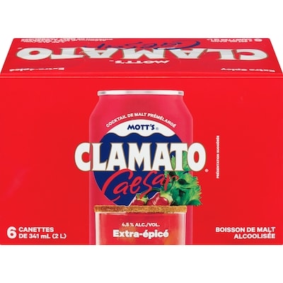 Mott’s Caesar boisson de malt alcoolisée extra-épicé caisse (Pièce d’identité requise au moment du ramassage) 6x341.0 ml, 0,73 $/100ml
