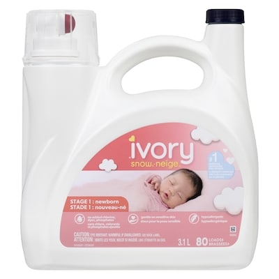 Ivory Snow Détergent à lessive liquide pour nouveau-né Neige 1, 80 unités  3.1 l, 0,81 $/100ml