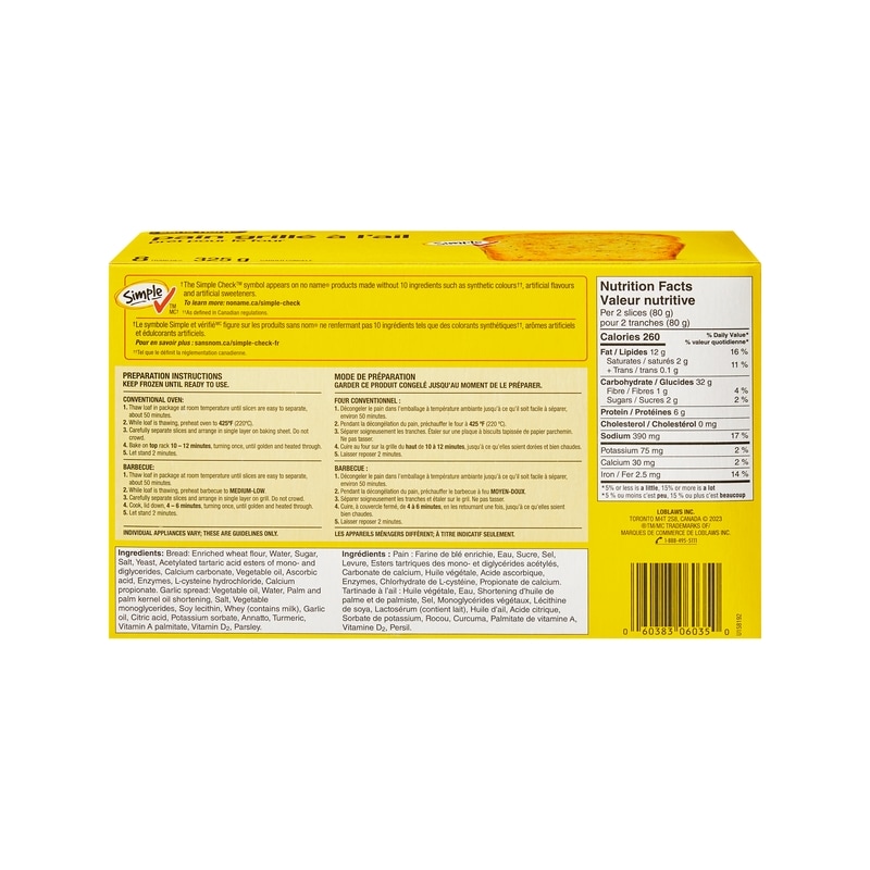 Ready to Bake Sliced Garlic Toast