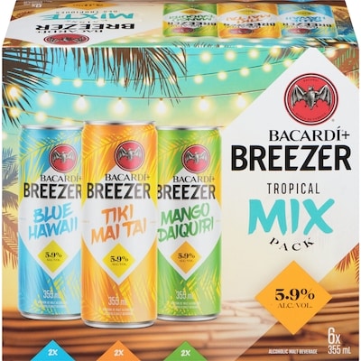 Bacardi Alcoholic Malt Beverage Tropical Mix Pack (ID required at pick-up) 6x355.0 ml, $0.70/100ml