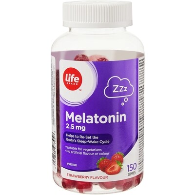 Life Mélatonine à 2,5 mg, 150 gélifiés à saveur de fraise 150 ea, 0,13 $/1ch