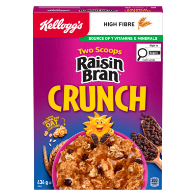 Kelloggs Raisin Bran Cereal Crunch 436 g, $1.38/100g
