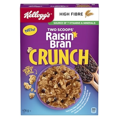 Kelloggs Raisin Bran Cereal Crunch 436 g, $1.60/100g