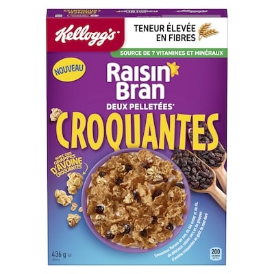 Kellogg’s Raisin Bran Céréales croquantes 436 g, 1,60 $/100g
