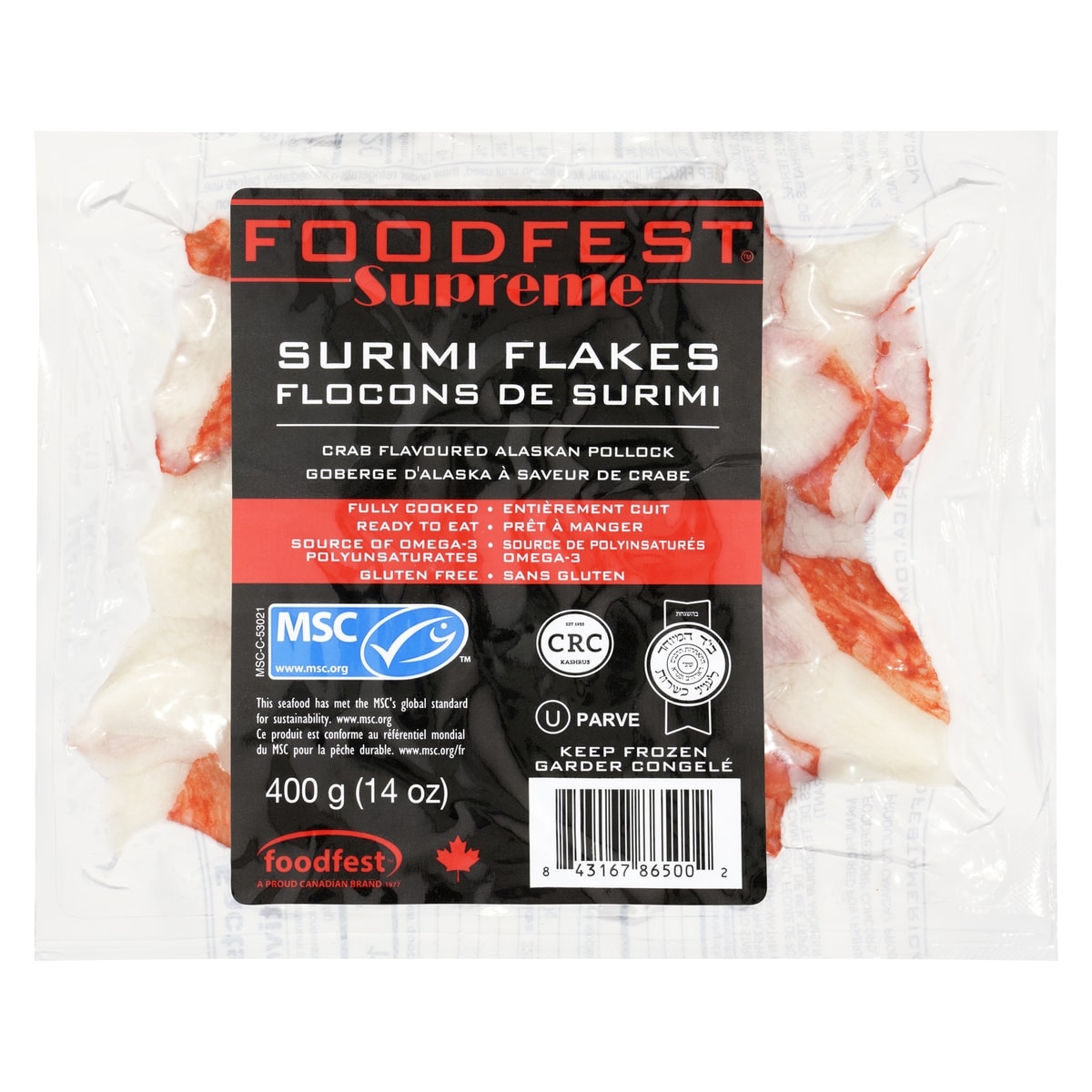 Foodfest Supreme flocons de surimi goberge d'alaska à saveur de crabe 400 g, 2,25 $/100g