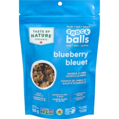 Taste of Nature Organic snack balls bleuet 100 g, 5,49 $/100g