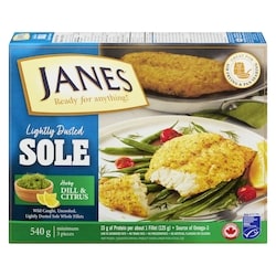 Janes Lightly Dusted Sole Herby Dill & Citrus 540 g, $2.59/100g