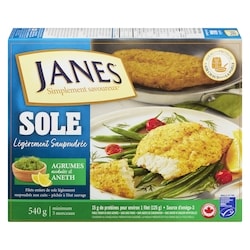 Janes Sole légèrement saupoudrée agrumes acidulés et aneth 540 g, 3,33 $/100g