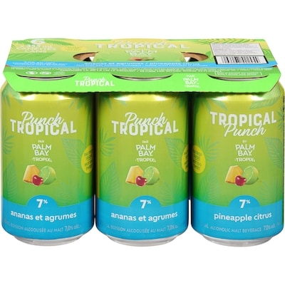 PALM BAY Tropix boisson alcoolisée au malt punch tropical (Pièce d’identité requise au moment du ramassage) 6x355.0 ml, 0,73 $/100ml