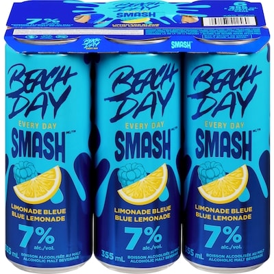 Beach Day Every Day Smash boisson alcoolisée au malt limonade bleue (Pièce d’identité requise au moment du ramassage) 6x355.0 ml, 0,75 $/100ml