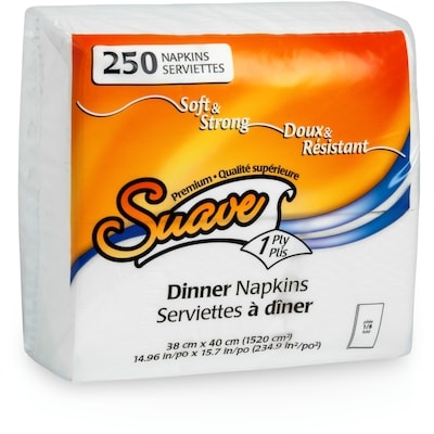 Suave Serviettes de diner 1-Pli 12x250/Sac  12 ea, 4,79 $/1ch