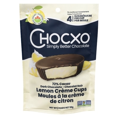 ChocXO Organic Dark Chocolate Lemon Crème Cups 98 g, $5.61/100g