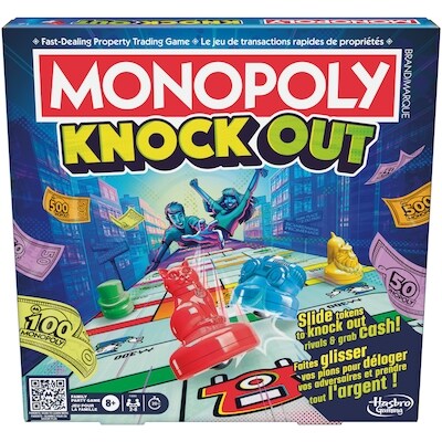 Hasbro Monopoly Knockout, jeu de groupe familial, jeu de société rapide à partir de 8 ans, 2 à 8 joueurs, 20 minutes 1 ea, 34,00 $/1ch