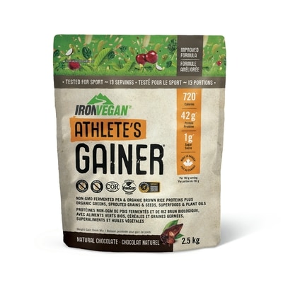 Iron Vegan Athlete's Gainer Weight Gain Drink Mix Natural Chocolate 2.5 kg, $2.91/100g