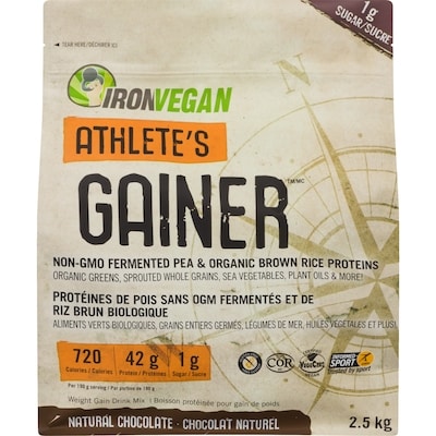 Iron Vegan Athlete's Gainer Weight Gain Drink Mix Natural Chocolate 2.5 kg, $3.00/100g