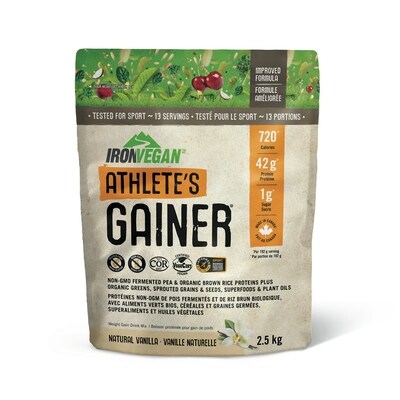 Iron Vegan Athlete's Gainer Weight Gain Drink Mix Natural Vanilla 2.5 kg, $2.91/100g