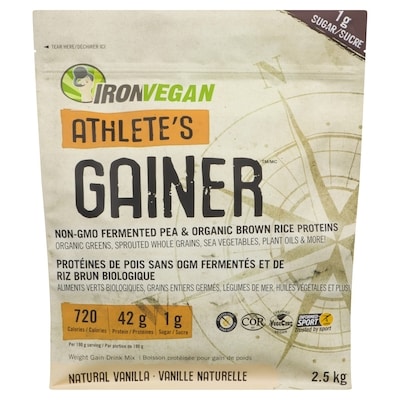 Iron Vegan Athlete's gainer boisson protéinée pour gain de poids vanille naturelle 2.5 kg, 2,88 $/100g