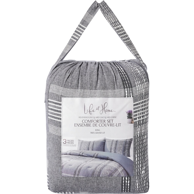 King Heathered Jacquard Comforter 3 Piece Set