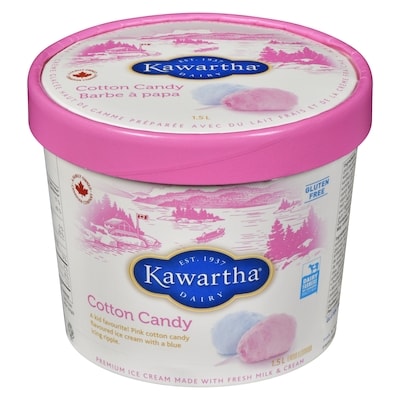 Kawartha Premium Ice Cream Made With Fresh Milk & Cream Cotton Candy 1.5 l, $0.60/100ml