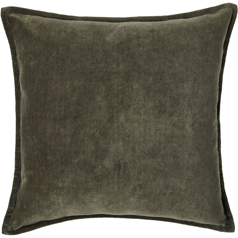 Velvet Cushion 20 in x 20 in - Olive Green