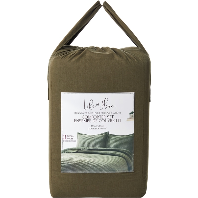 Full/Queen Stonewashed Quilt Comforter 3 Piece Set