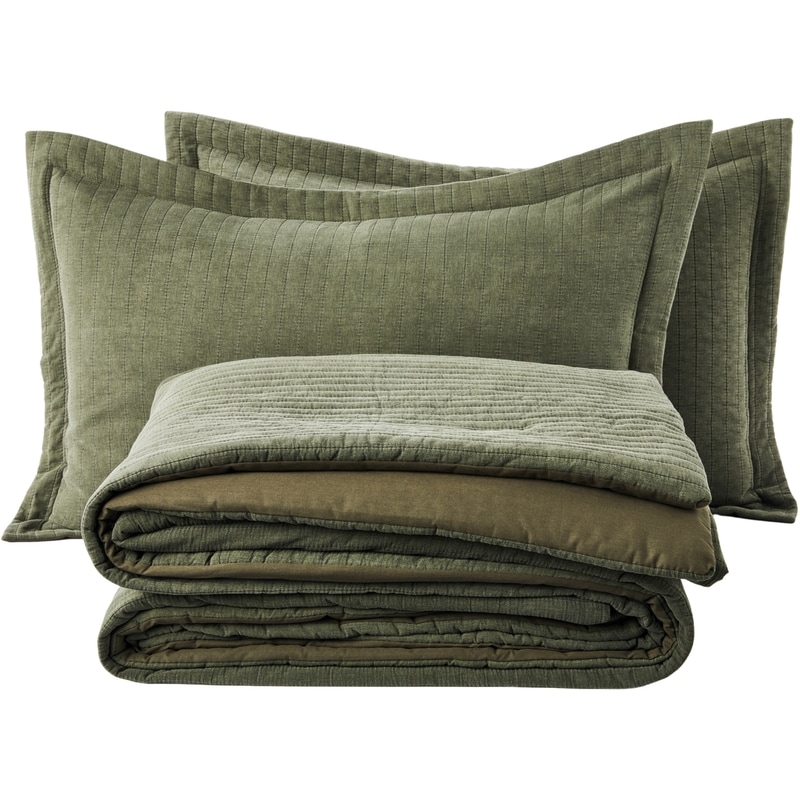 Full/Queen Stonewashed Quilt Comforter 3 Piece Set