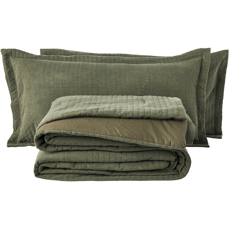 King Stonewashed Quilt Comforter 3 Piece Set
