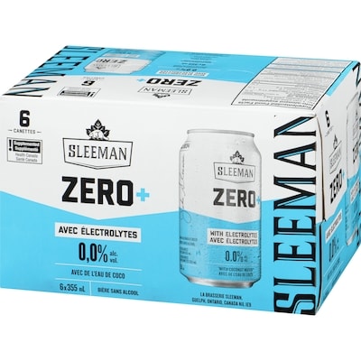 Zero+ bière sans alcool avec électrolytes avec de l'eau de coco