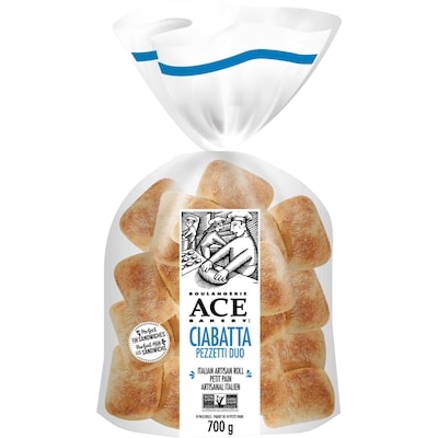 Boulangerie ACE Ciabatta pezzetti duo 700 g, 1,14 $/100g