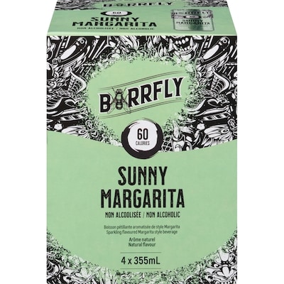 Barrfly Sparkling Flavoured Margarita Style Beverage Sunny Margarita Non Alcoholic 4x355.0 ml, $0.84/100ml