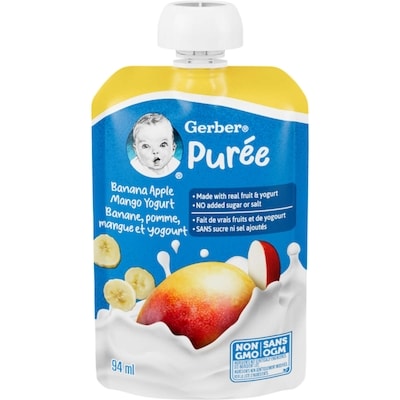 Gerber Banana Apple Mango Yogurt Purée, 94mL Pouch 99 g, $2.01/100g