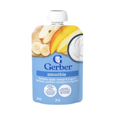 Nestlé Gerber Purée Smoothie, Banane, pomme, mangue et yogourt 99 g, 2,01 $/100g
