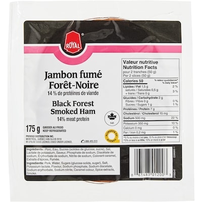 Royal Black Forest Smoked Ham Slices 175 g, $2.29/100g