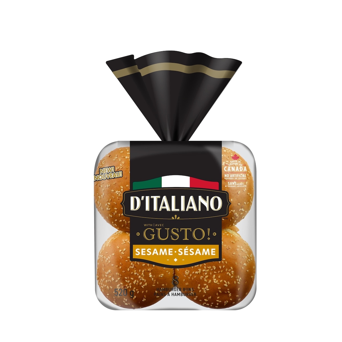 D'Italiano Gusto! Sesame Hamburger Buns 520 g, $0.67/100g