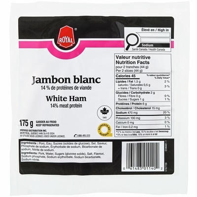 Royal White Ham Slices 175 g, $2.57/100g