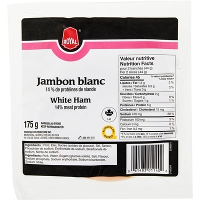 Royal White Ham Slices 175 g, $2.29/100g
