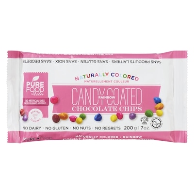 Pure Food Candy Coated Chocolate Chips Rainbow 200 g, $5.75/100g