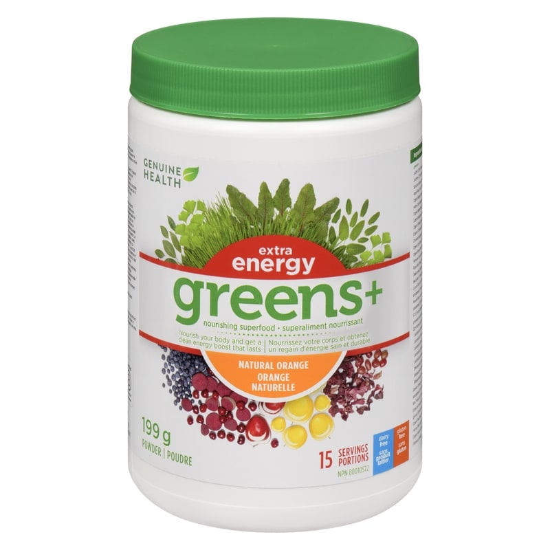 Nourishing Superfood Powder Extra Energy Greens+ Natural Orange