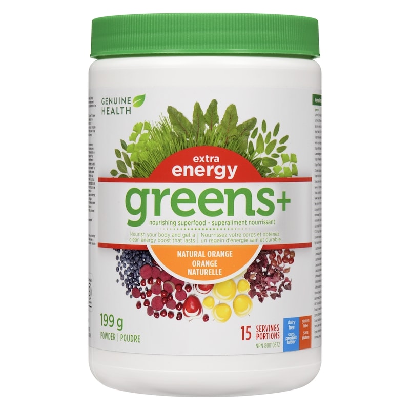 Nourishing Superfood Powder Extra Energy Greens+ Natural Orange