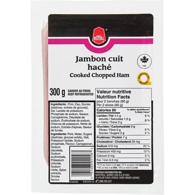 Royal Jambon cuit haché 300 g, 1,33 $/100g