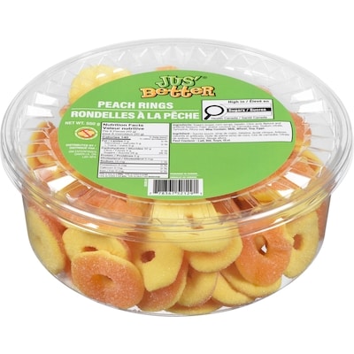 Jus' Better Peach Rings 550 g, $1.18/100g