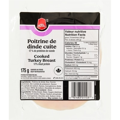 Royal Cooked Turkey Breast Slices 175 g, $2.29/100g