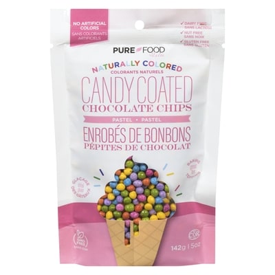 Pure Food Candy Coated Chocolate Chips Pastel 142 g, $3.73/100g