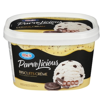 Abes Parvelicious dessert glacé non-laitier a la saveur de vanille et aux biscuits biscuits crème 1.65 l, 1,03 $/100ml