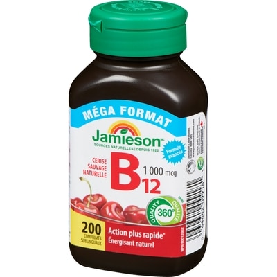 B₁₂ cerise sauvage naturelle 1 000 mcg méga format