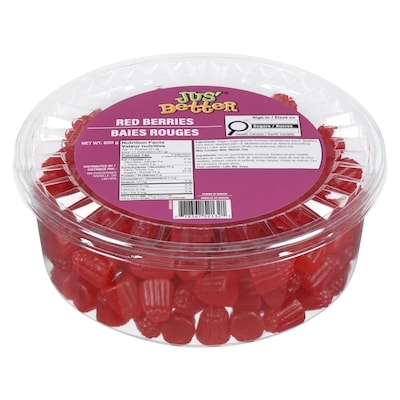 Jus' Better Red Berries 650 g, $1.00/100g