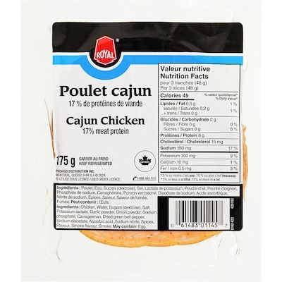 Royal Cajun Chicken Slices 175 g, $2.29/100g
