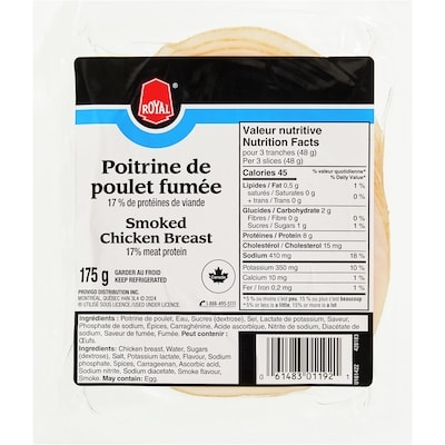 Royal Smoked Chicken Breast Slices 175 g, $2.29/100g