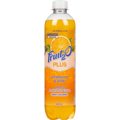 Fruit2O Flavoured Supplemented Sparkling Water Beverage Plus Orange 502 ml, $0.38/100ml